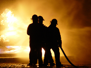Photo of firemen fighting a fire