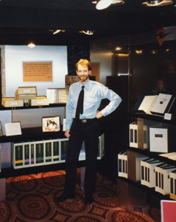Photo of Steve Hall at the Preservation Exhibit, Flag, 1993