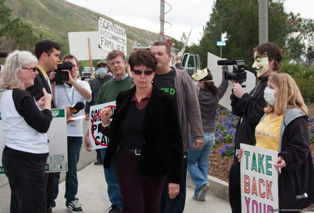 Protest at the gates of Scientology's secret interntional headquarters